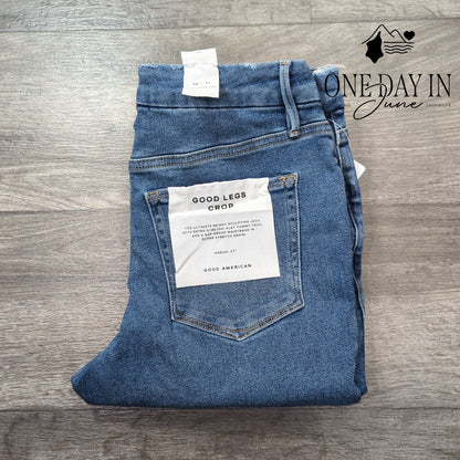 Good American Good Legs Crop Distressed Skinny Jeans Indigo NWT Size 12