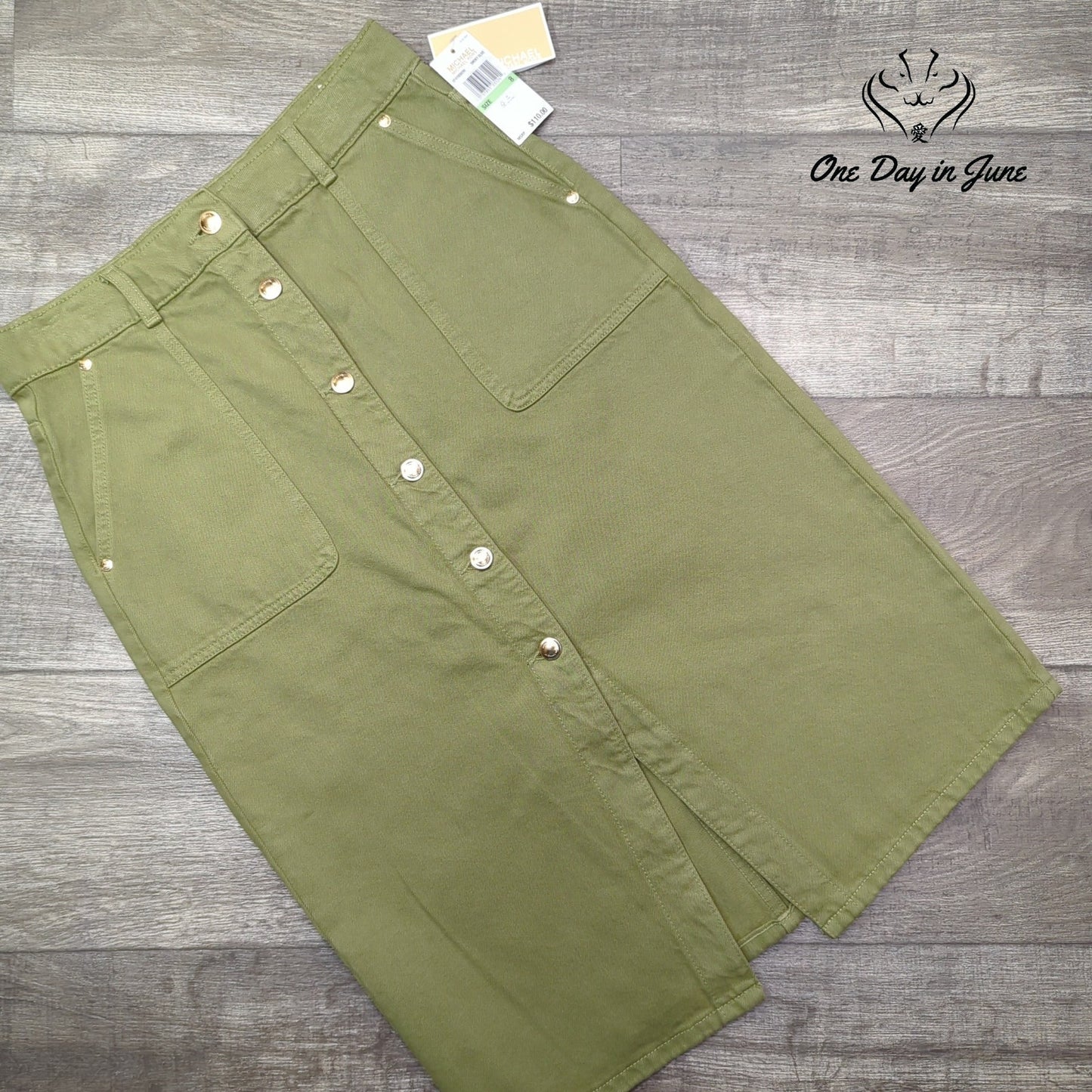 Michael Kors Denim Midi Skirt Size 8