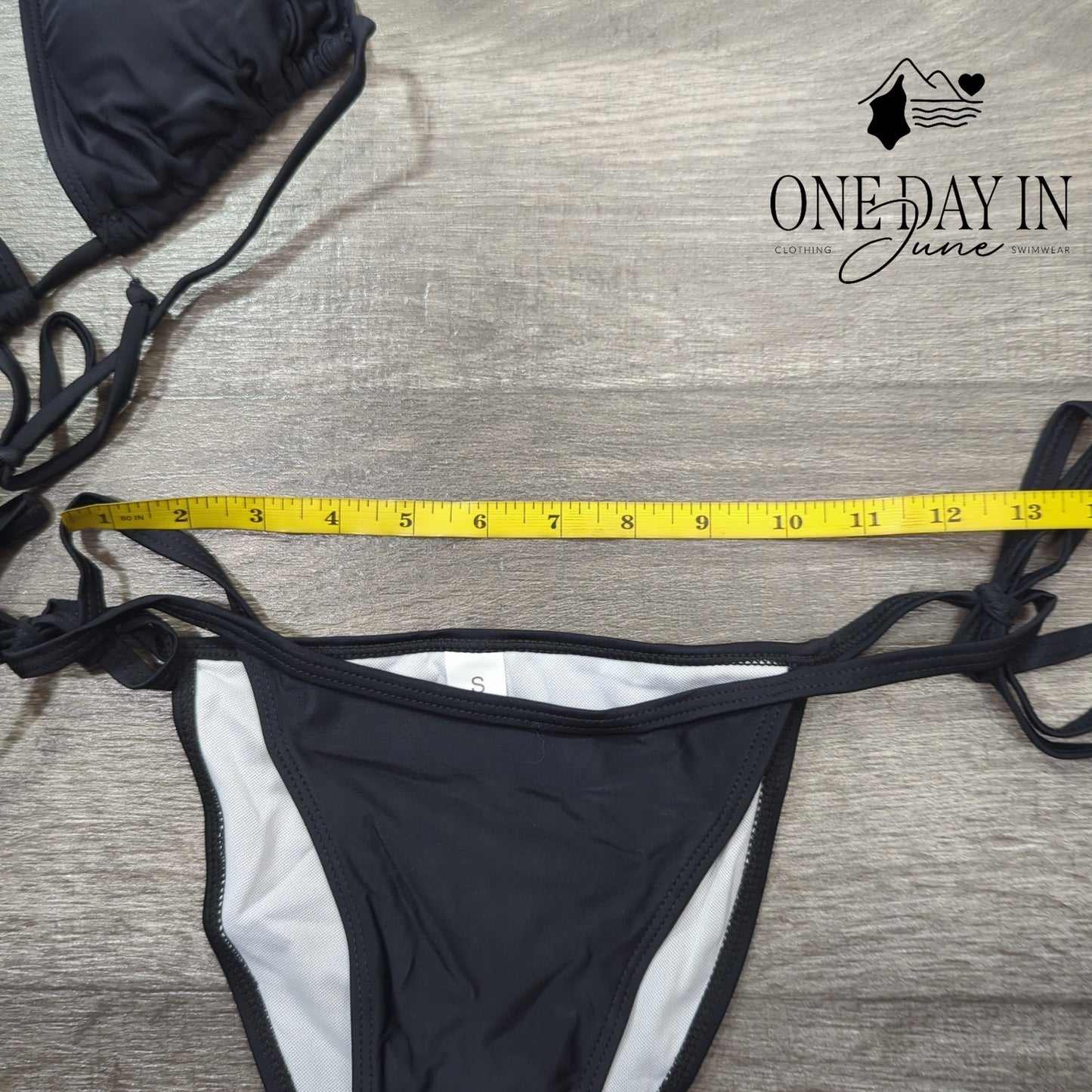 Atengnes Adjustable Triangle Tie Side Bikini Swimsuit Size S