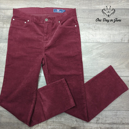 Vineyard Vines Straight Leg Corduroy Pants Burgundy Red Size 18