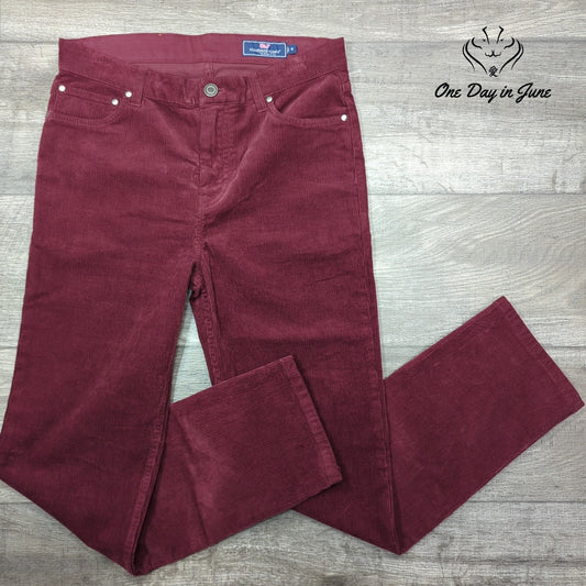 Vineyard Vines Straight Leg Corduroy Pants Burgundy Red Size 18