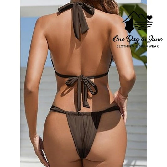 Charmleaks Brazilian Halter Triangle Bikini Swimsuit Size S