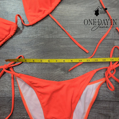 Zuobango Ribbed Adjustable Triangle Tie Side Bikini Swimsuit Size L