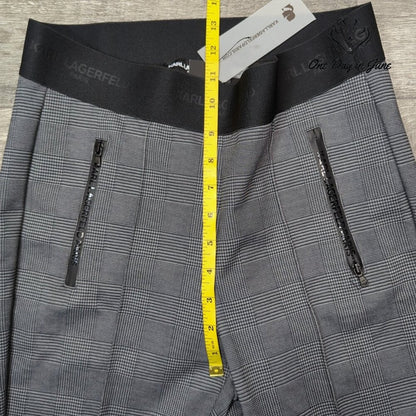 Karl Lagerfeld Paris Houndstooth Ankle Pants Gray Pull On Zip NW Size S
