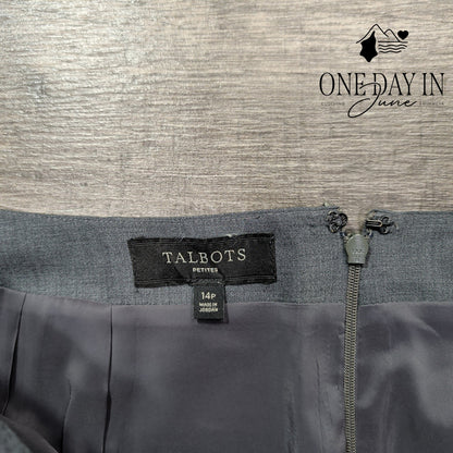Talbots Petite Classic Pencil Skirt Charcoal Gray Lined Career Size 14P
