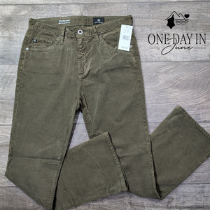 AG Adriano Goldschmied Jodi Crop Velveteen Flare Pants Olive NWT $215 Size 4 (27