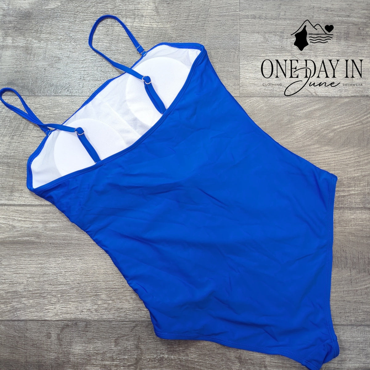 Adisputent Cut Out One Piece Swimsuit Royal Blue Tie Front Strappy Size XL