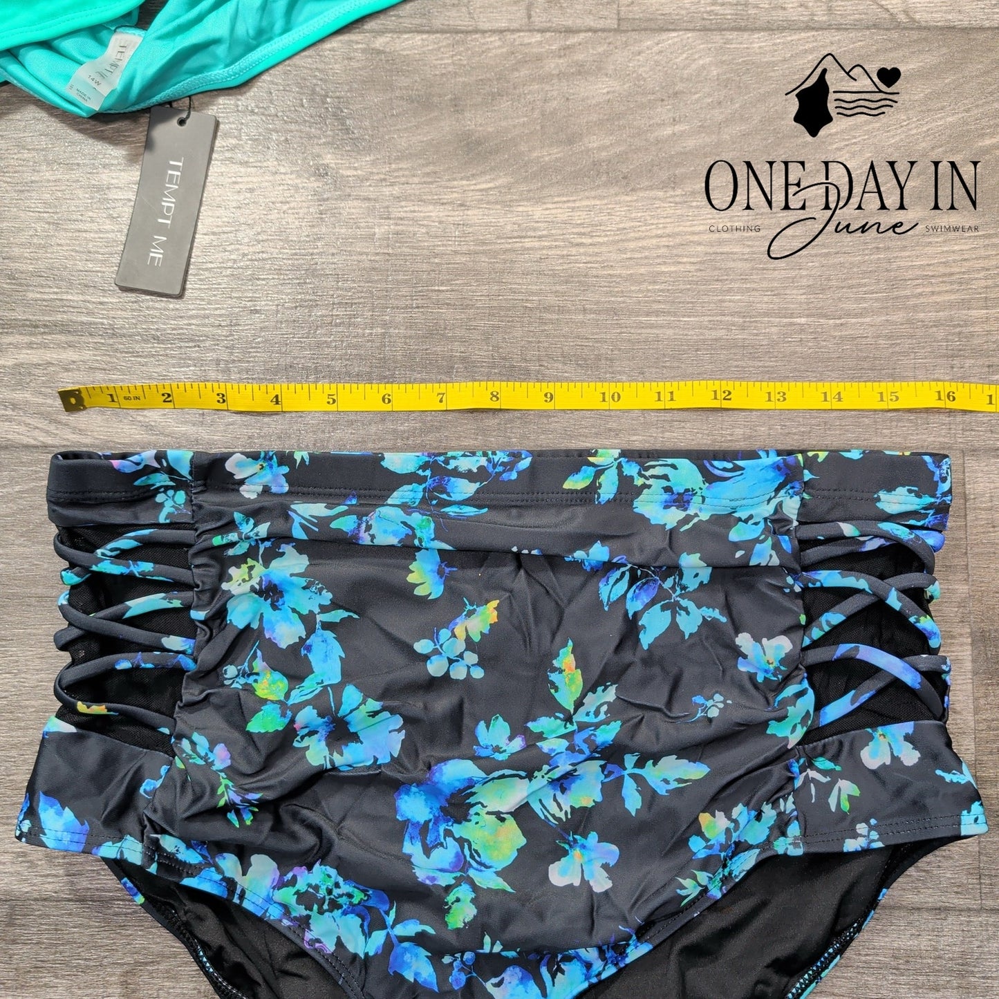 Tempt Me Plus Size Cross Front High Waist Bikini Swimsuit Size 14W