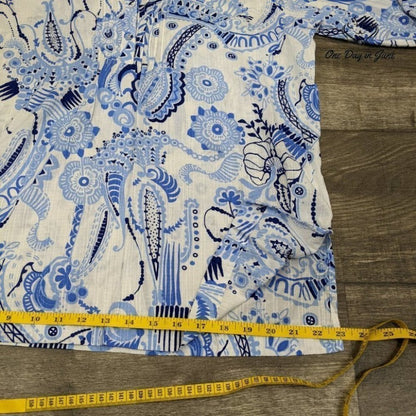 Lantana Casuals Camp Sleeve Button Down Top Size L