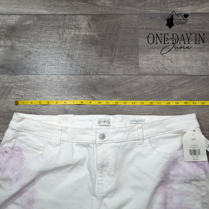 Wonderly Plus Size Mid Rise Midi Denim Shorts Size 18W