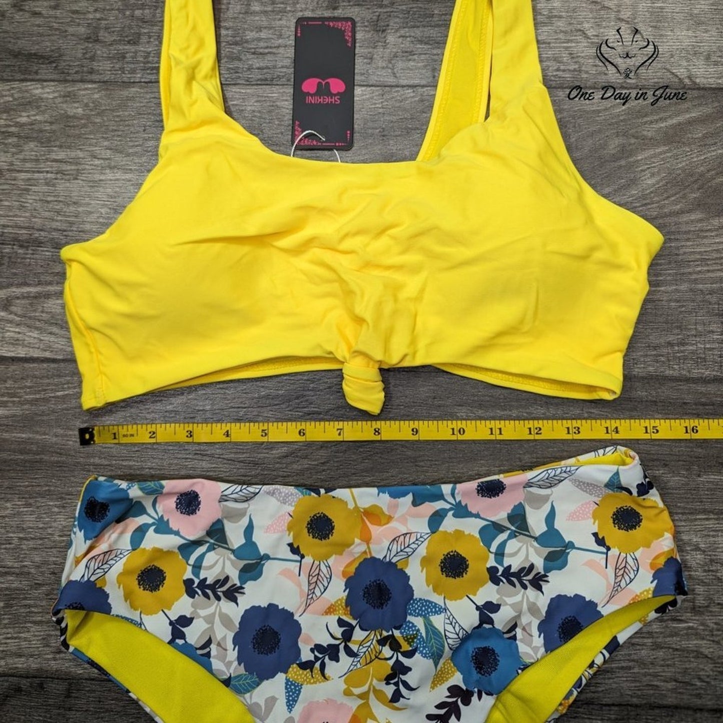 Shekini Crop Tie High Cut Cheeky Bikini Swimsuit Size XL