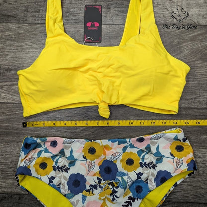 Shekini Crop Tie High Cut Cheeky Bikini Swimsuit Size XL