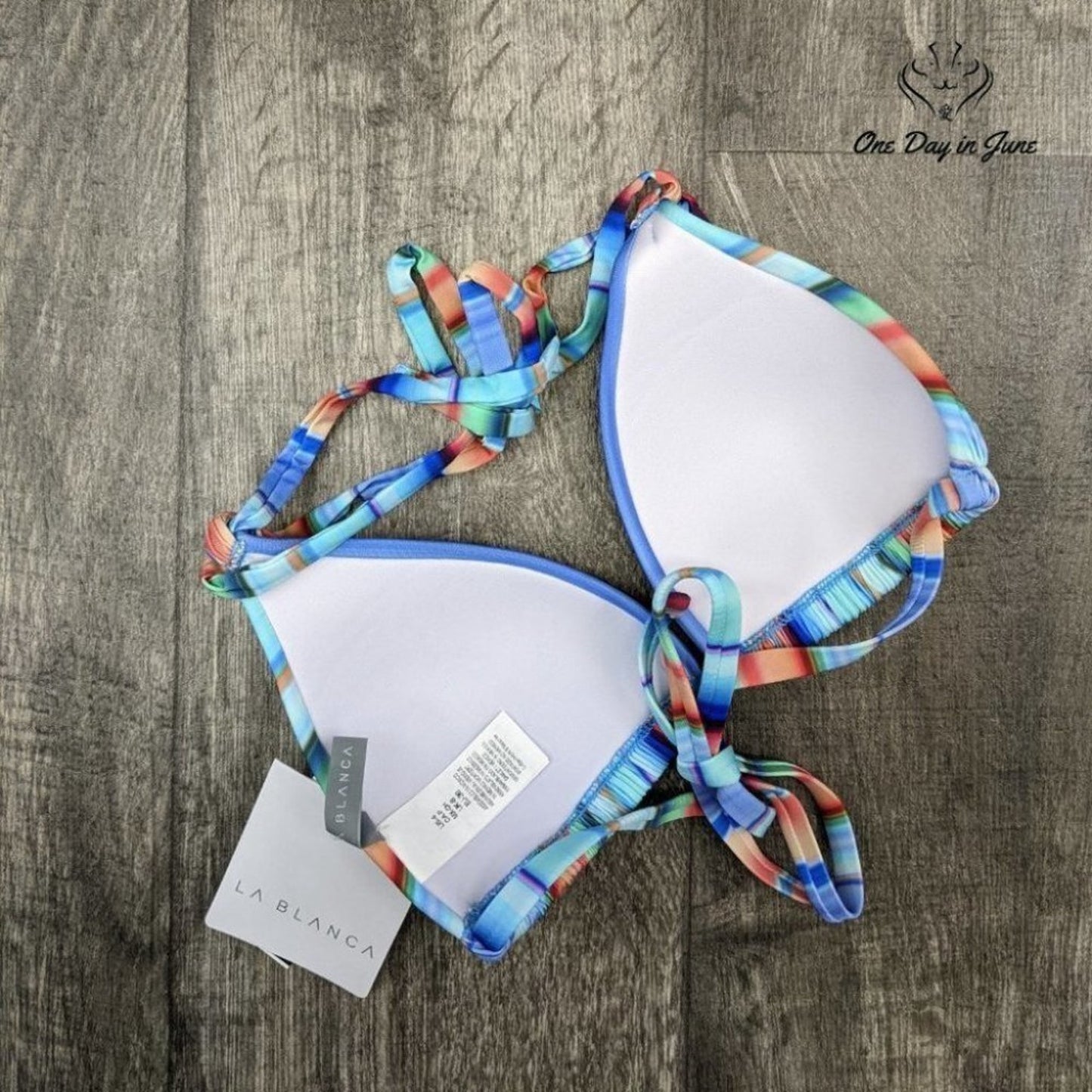 La Blanca Sunset Stripe Halter Bra Swim Top Size 4