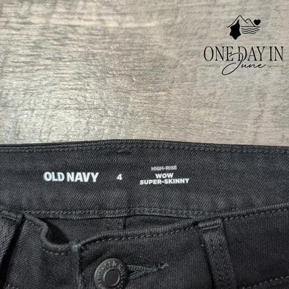 Old Navy High Rise Wow Super Skinny Jeans Black Wash Stretch NWT Size 4