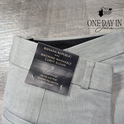 Banana Republic Curvy Sloan Ankle Pants Gray Stretch Dress Pants NWT Size 2