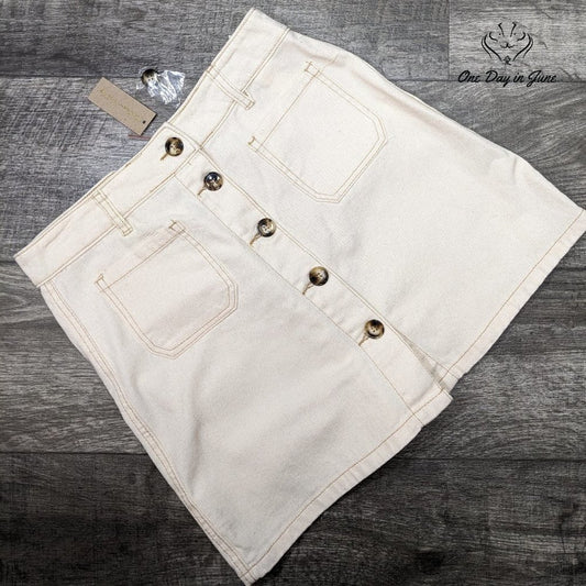 Streetwear Society Button Front Denim Mini Skirt Size M