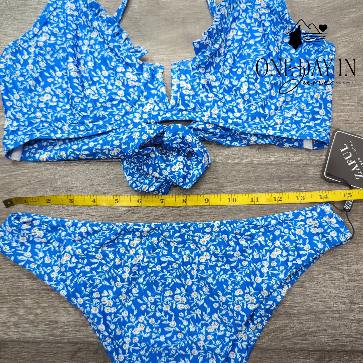 Zaful Tie Back Underwire Floral Bikini Swimsuit Size M