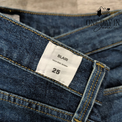 Hudson Blair High Rise Skinny Ankle Jeans Distressed Blue NWT Size 0 (25)