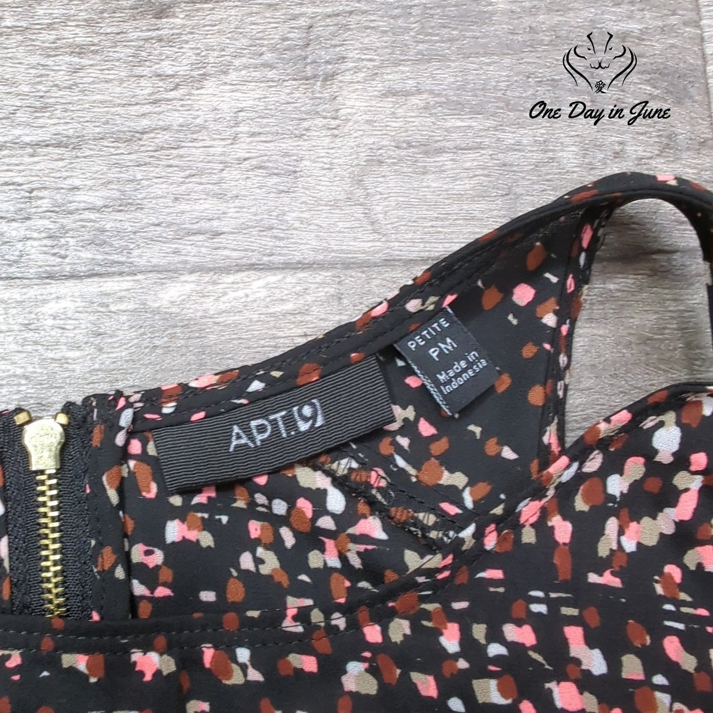 Apt. 9 Petite Zip Back Tank Top Abstract Print Black Pink Size PM