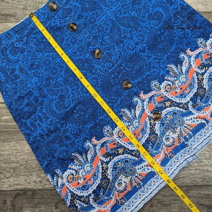 Lands' End Petite Button Front Paisley Skirt Size 2P