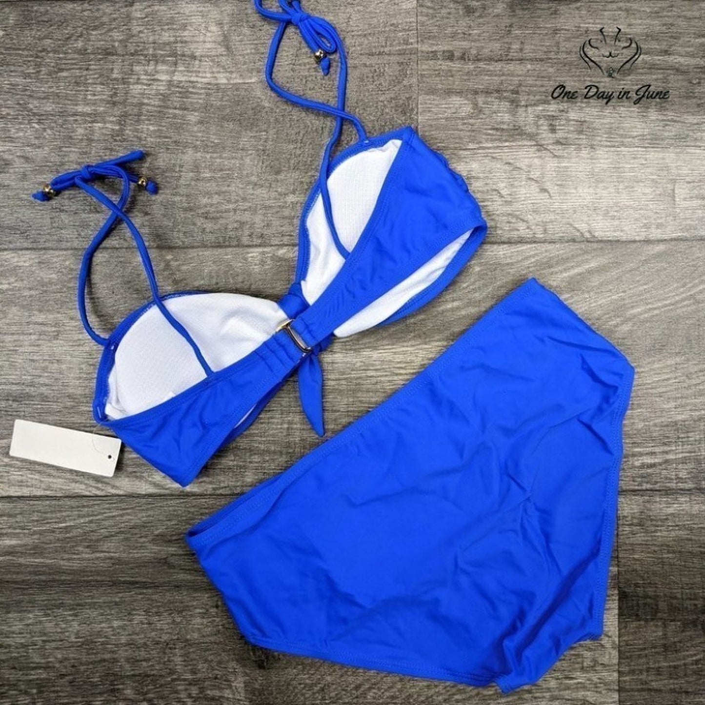 Halcurt Knot Front Modest Bottom Bikini Swimsuit Size M