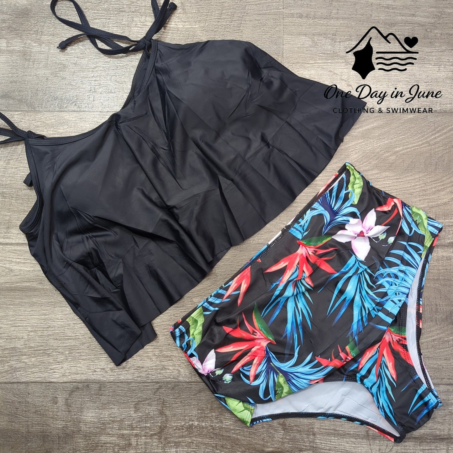 Xuanfel High Waist Floral Flonce Bikini Swimsuit Size XL