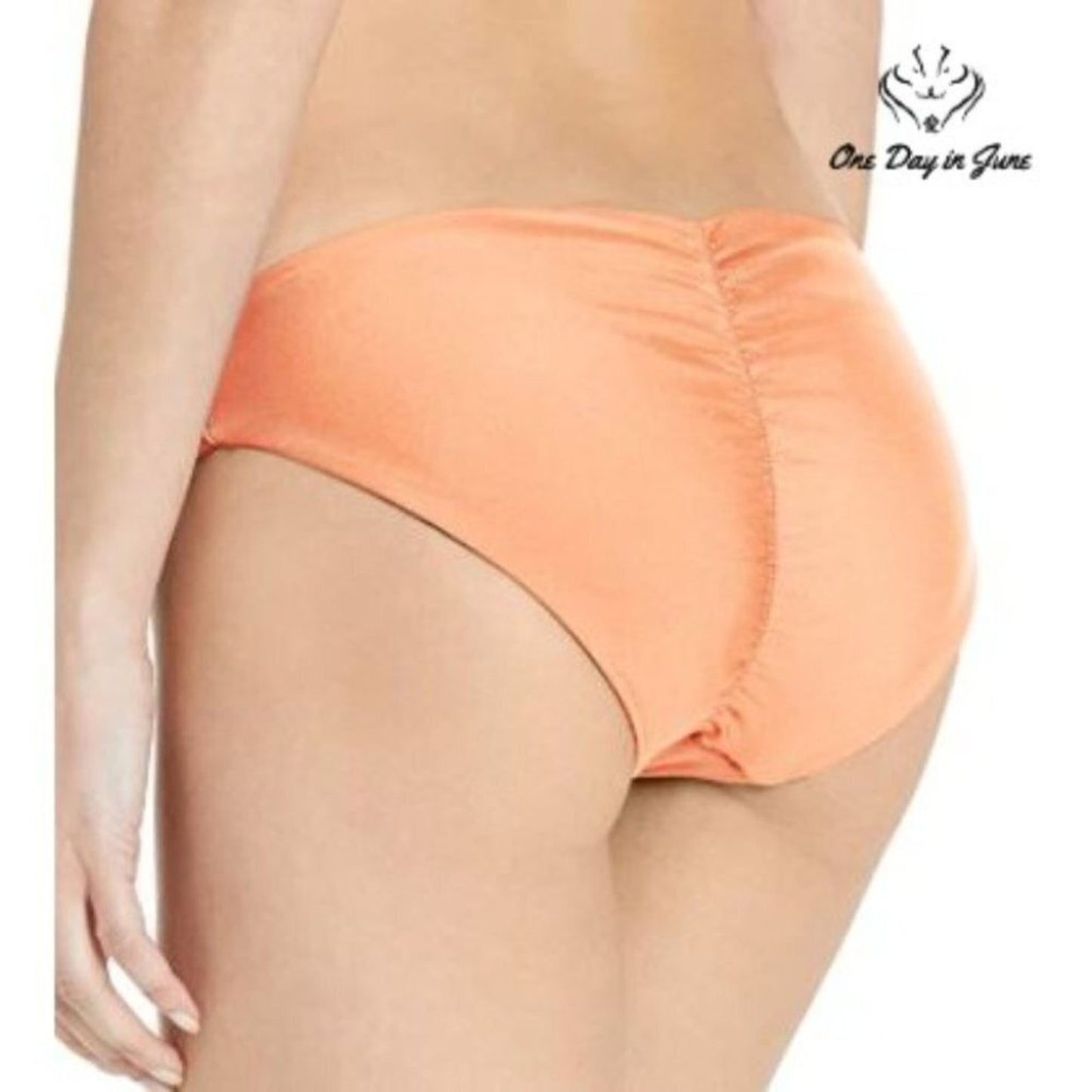 Cyn Luca NWT Reversible Scoop Bikini Bottom Coral Orange Swim Size XL