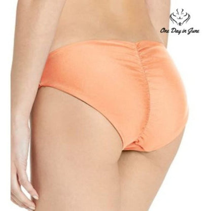 Cyn Luca NWT Reversible Scoop Bikini Bottom Coral Orange Swim Size XL