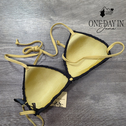 A.Che Tie Back Halter Padded Bikini Top Size S