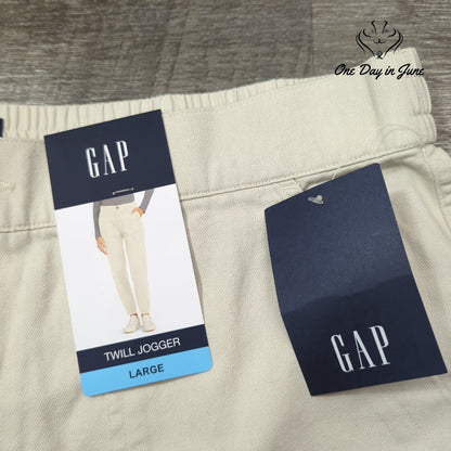 Gap Twill Jogger Pants Birch Cream Mid Rise NWT Size L
