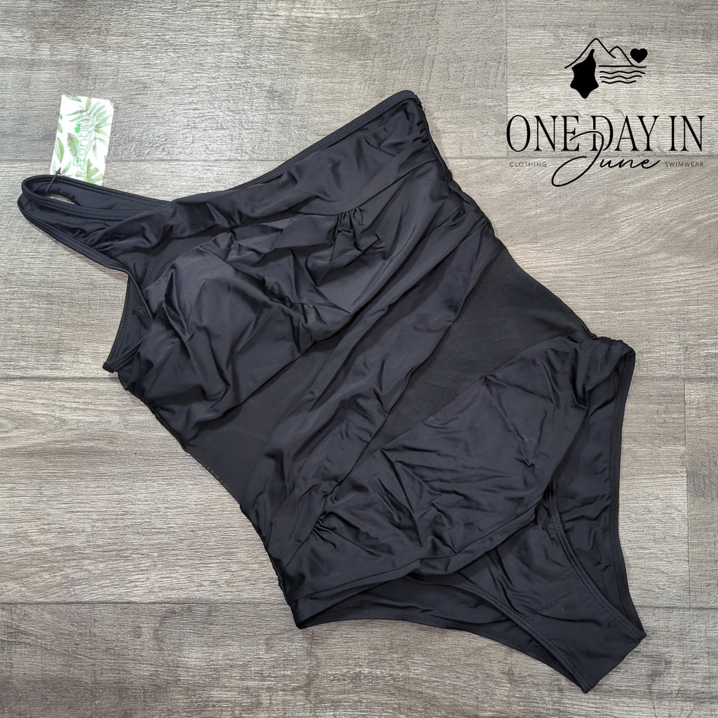 Runtlly One Shoulder Mesh Cut Out One Piece Swimsuit Size L