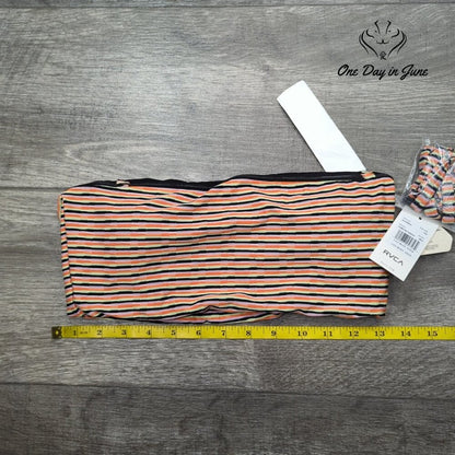 RVCA Cosmic Way Bandeau Bikini Top Striped Removable Straps NWT Size M
