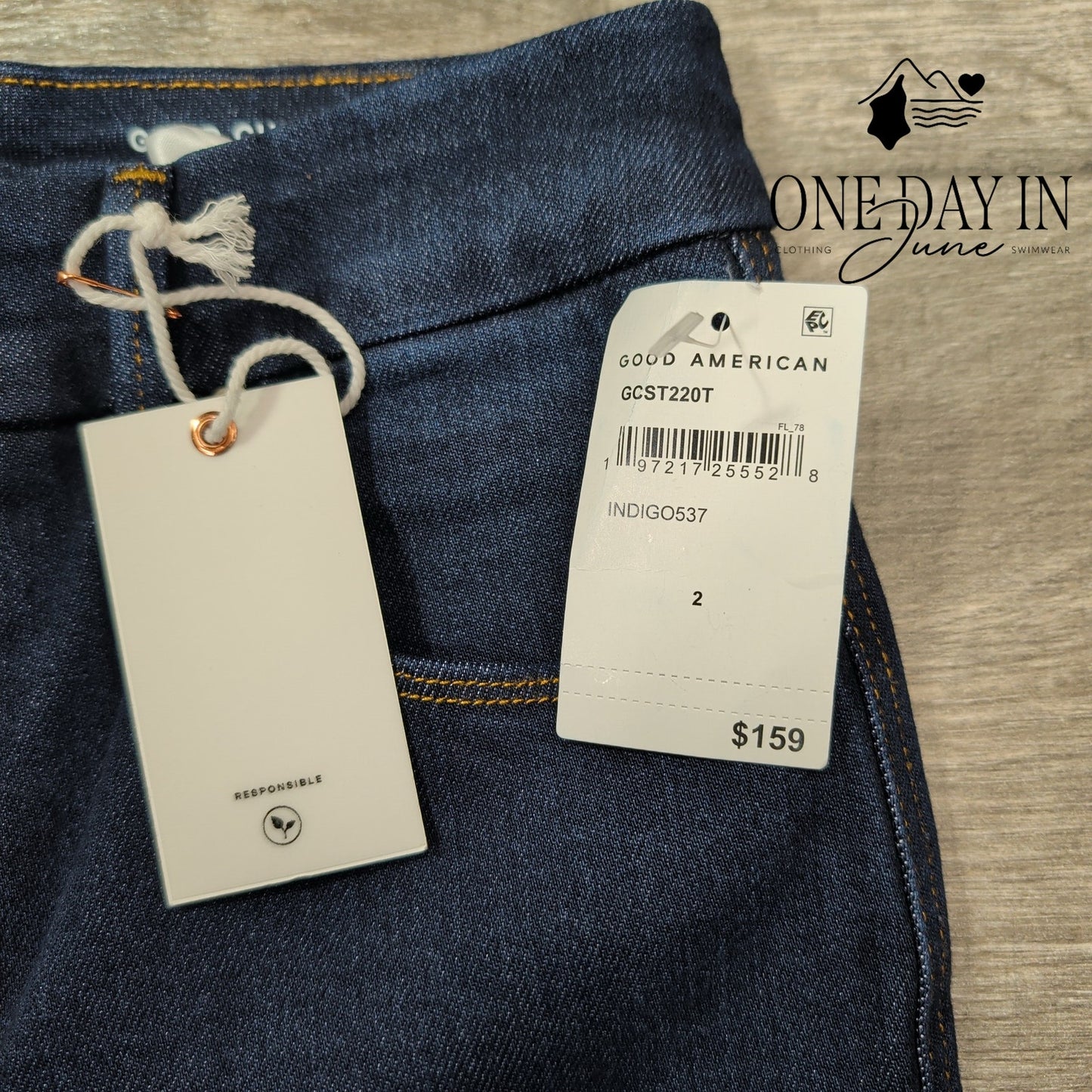 Good American Good Curve Straight Jeans High Rise Indigo NWT $159 Size 2 (26)