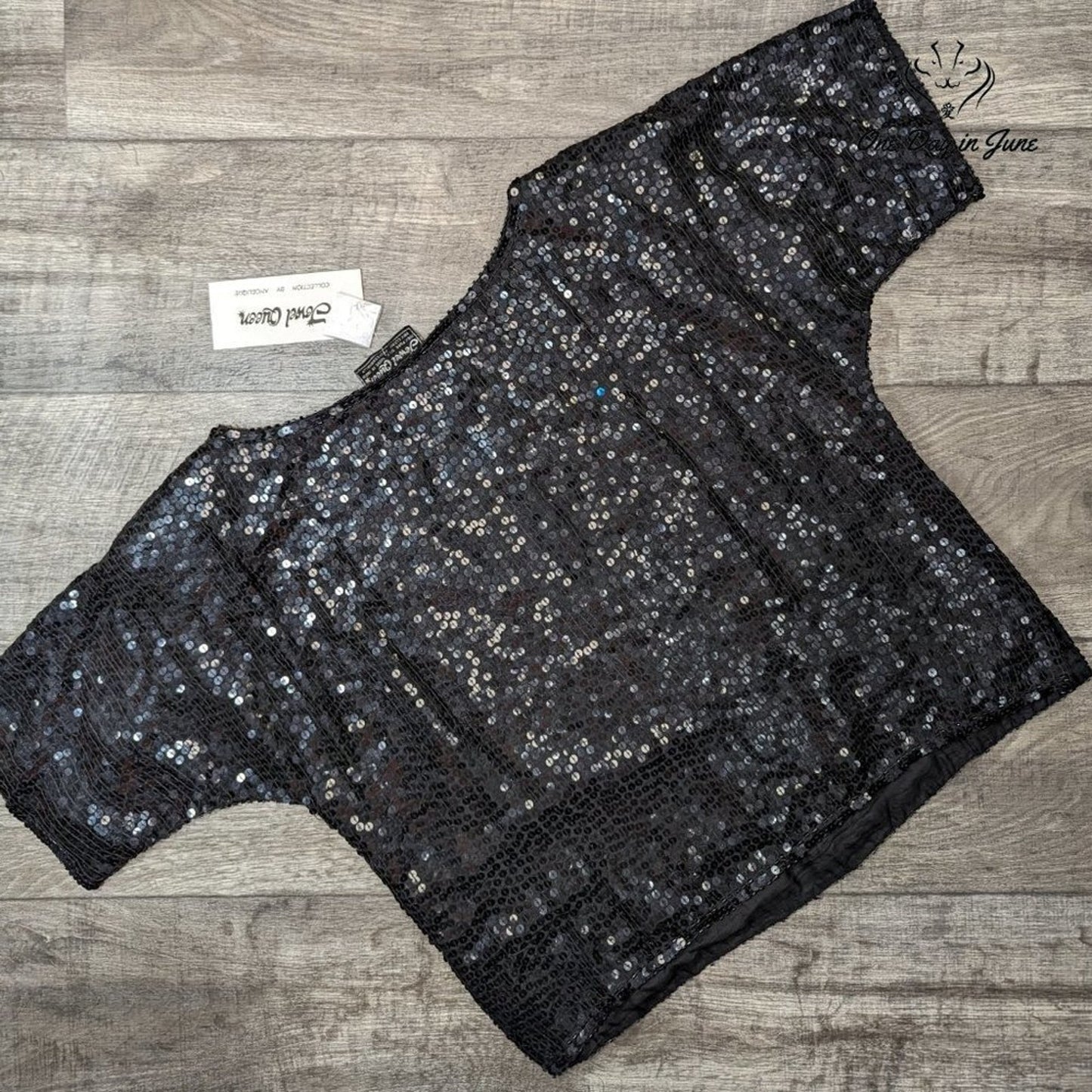 Jewel Queen Silk Sequin Top Size S