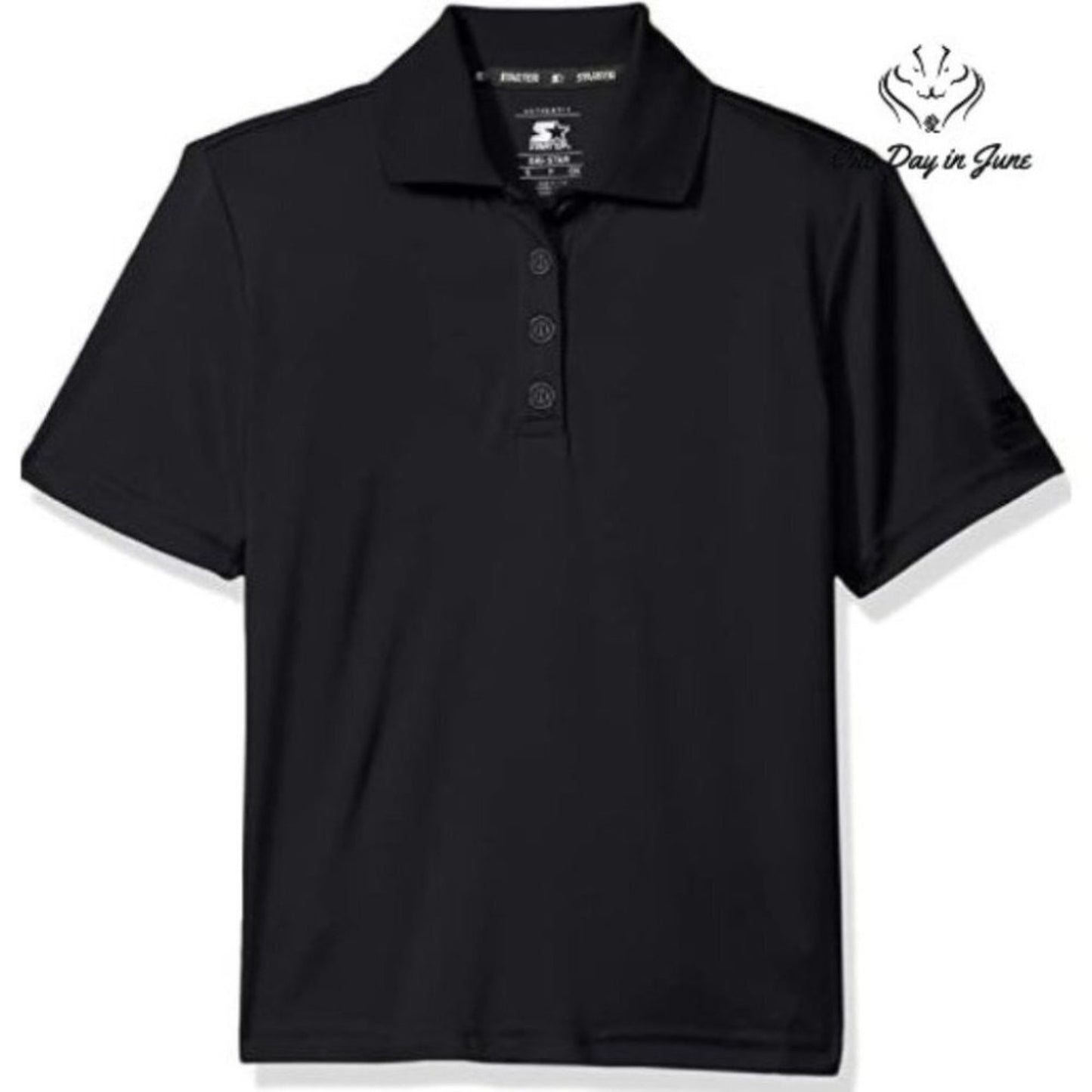Starter Boys Performance Polo Shirt Black Short Sleeve Athletic Size XS 4/5
