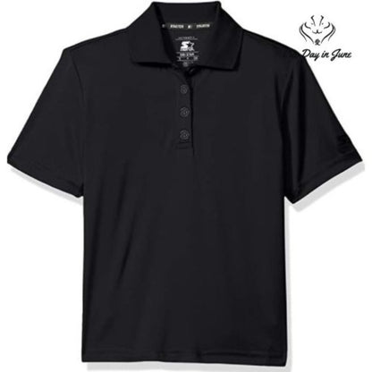 Starter Boys Performance Polo Shirt Black Short Sleeve Athletic Size XS 4/5
