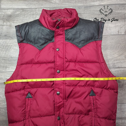 Brooklyn Basement NYC Y2K Puffer Vest Red Black Western Snap Front Size XL
