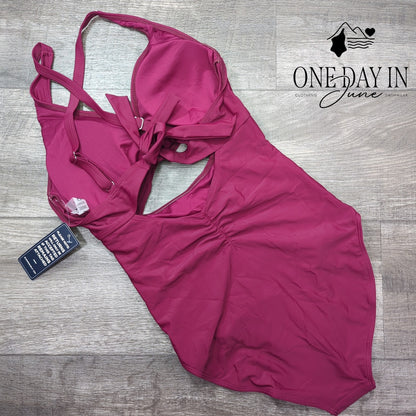 Blooming Jelly Ruched Cutout One Piece Swimsuit Size M