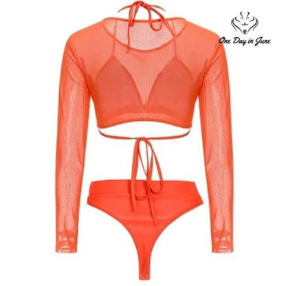 Meyeeka High Waist Rash Guard Bikini Size XL
