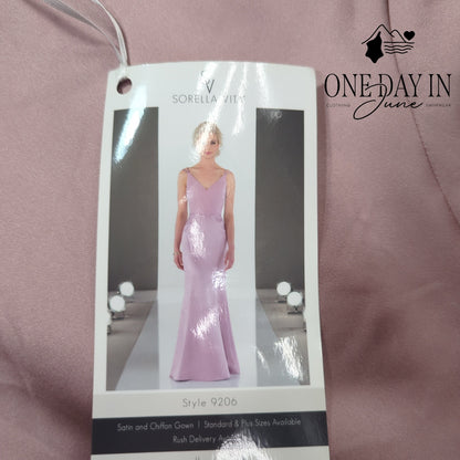 Sorella Vita 9206 Satin Chiffon Bridesmaid Maxi Gown Rosewater NWT Size 14