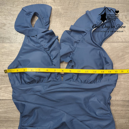 Cupshe Ruffle Shoulder Tummy Control One Piece Swimsuit Size L