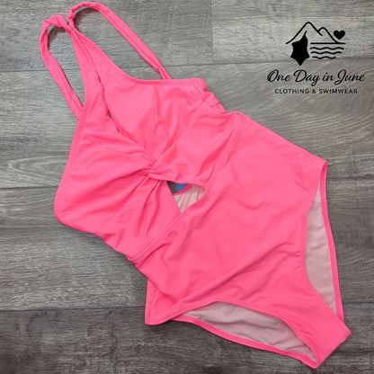 Cupshe Twist Front One Shoulder Key Hole One Piece Swimsuit Size M
