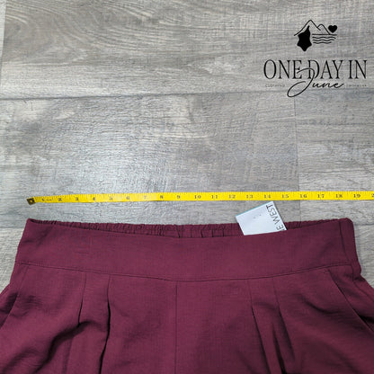 Nine West High Rise Pull On Wide Leg Pants Burgundy NWT Size XL