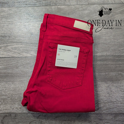 AG Adriano Goldschmied Prima Crop Cigarette Jeans Red Skinny NWT Size 4 (27)