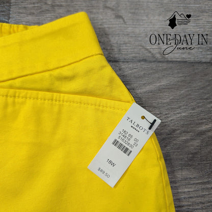 Talbots Plus Size Perfect Crop Slim Leg Pants Yellow NWT $89.50 Size 18W