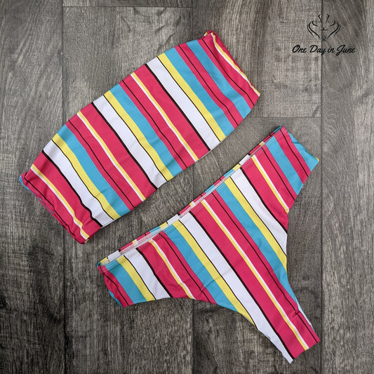 Amzbrly Striped Cheeky One Piece Size M