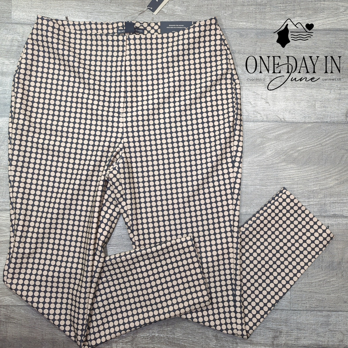 Chico's Black Label Dotted Slim Ankle Pants Black Neutral NWT Size Chico's 1 (M)