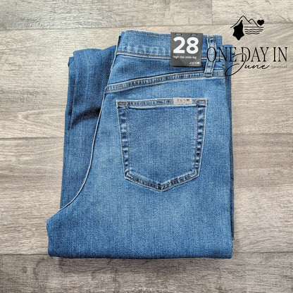 Joe's Jeans High Rise Wide Leg Jeans Medium Wash Raw Hem NWT Size 6 (28)