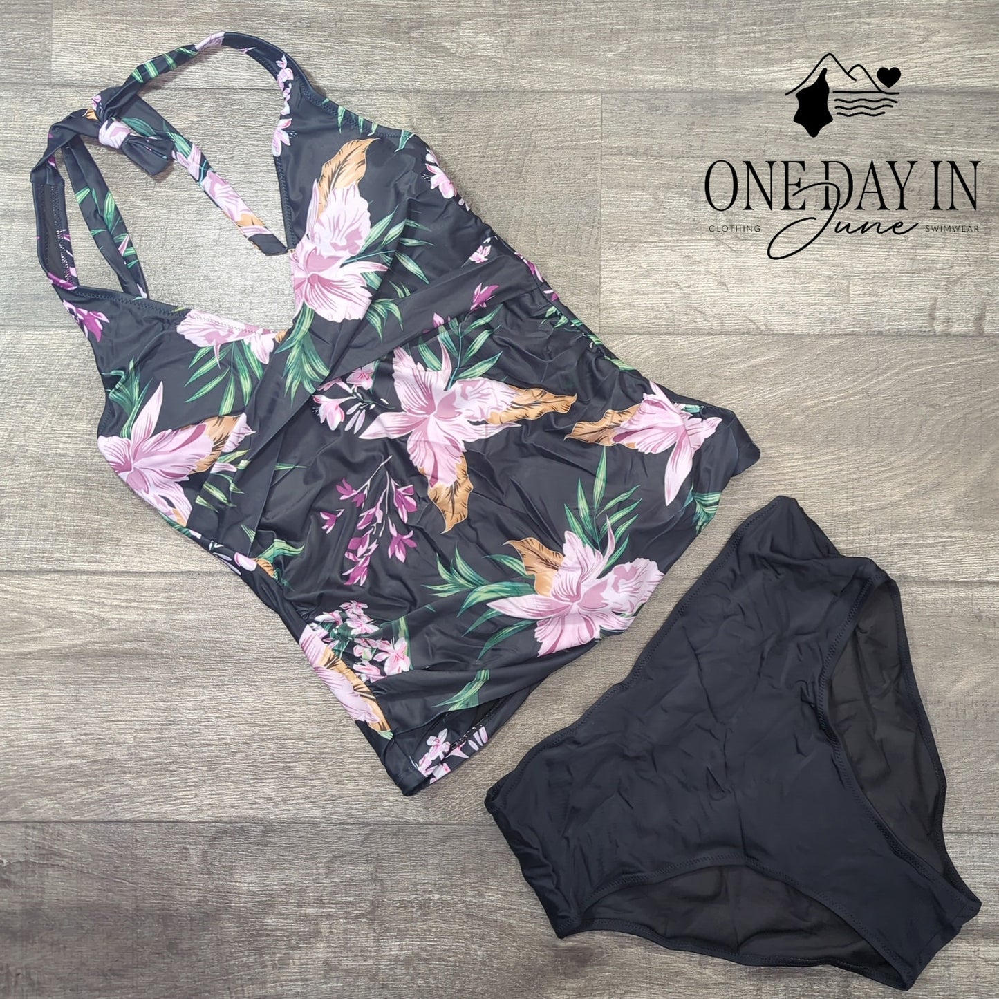 Charmleaks Halter Floral Tankini Swimsuit Size L