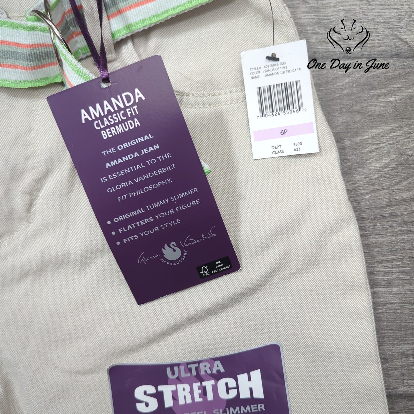 Gloria Vanderbilt Petite Amanda Classic Fit Bermuda Shorts Size 6P